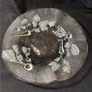 Elegant Crystal Glass Platter/Bowl Serving Dish with Scalloped Edge 14” Vintage